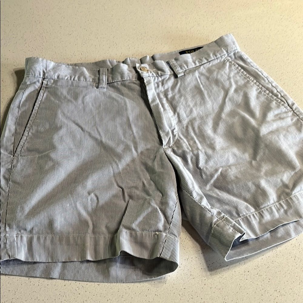 Polo by Ralph Lauren Classic Fit Blue Micro Stripe Flat Front Shorts Tagged 30/6